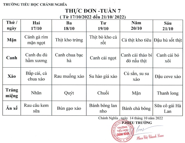 athực đơn tuần 7 2223